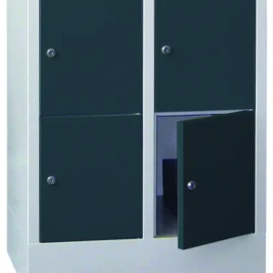 Bestpreis Pavoy Schließfachschrank mit Sockel und Vollblechtüren 855 x 600 x 500 mm - 2 x 2 Fächer mit Zylinderschloss - RAL 7035 7016