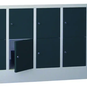 Ausverkauf Pavoy Schließfachschrank mit Sockel und Vollblechtüren 855 x 1500 x 500 mm - 2 x 5 Fächer mit Zylinderschloss - RAL 7035 7016