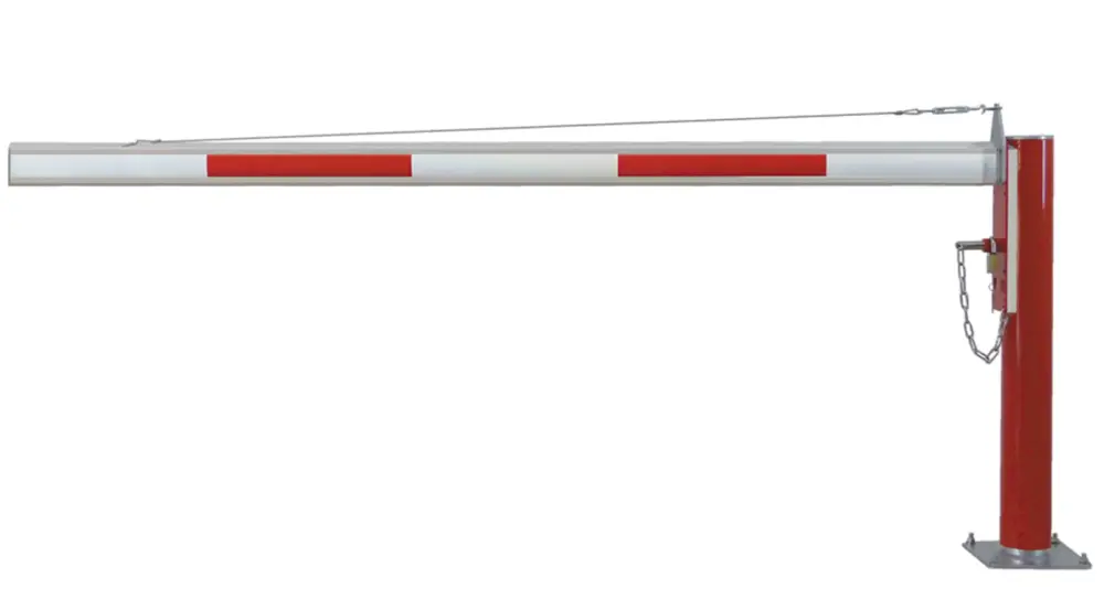 Mega-Angebot Mannus Drehschranke WES 125 rot weiß mit Sperrbalken 5,00 m - mit Feuerwehr-Dreikant