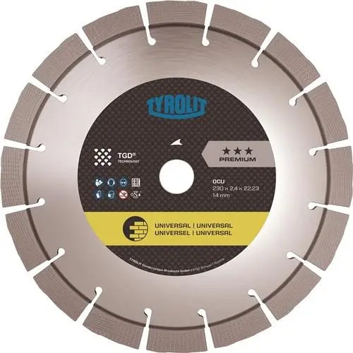 Sichere Zahlung TYROLIT Diamanttrennscheibe Premium DCU D.230mm Bohr.22,23mm TGD Technologie 14mm - 34434386