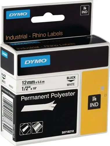 Dymo Schriftband Bandbreite 19 mm Bandlänge 5,5 m schwarz auf weiß Polyesterband - 18484 Sonderangebot