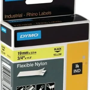 Dymo Schriftband Bandbreite 19 mm Bandlänge 3,5 m schwarz auf gelb Nylonband - 18491 Begrenztes Angebot