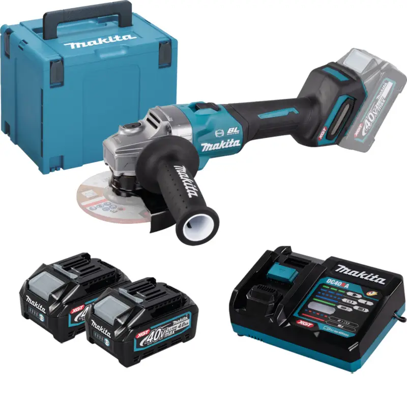 Makita GA005GM201 Akku-Winkelschleifer XGT Ø 125 mm 40 V max. / 2x 4,0 Ah Akku + Ladegerät in MAKPAC Markenprodukt