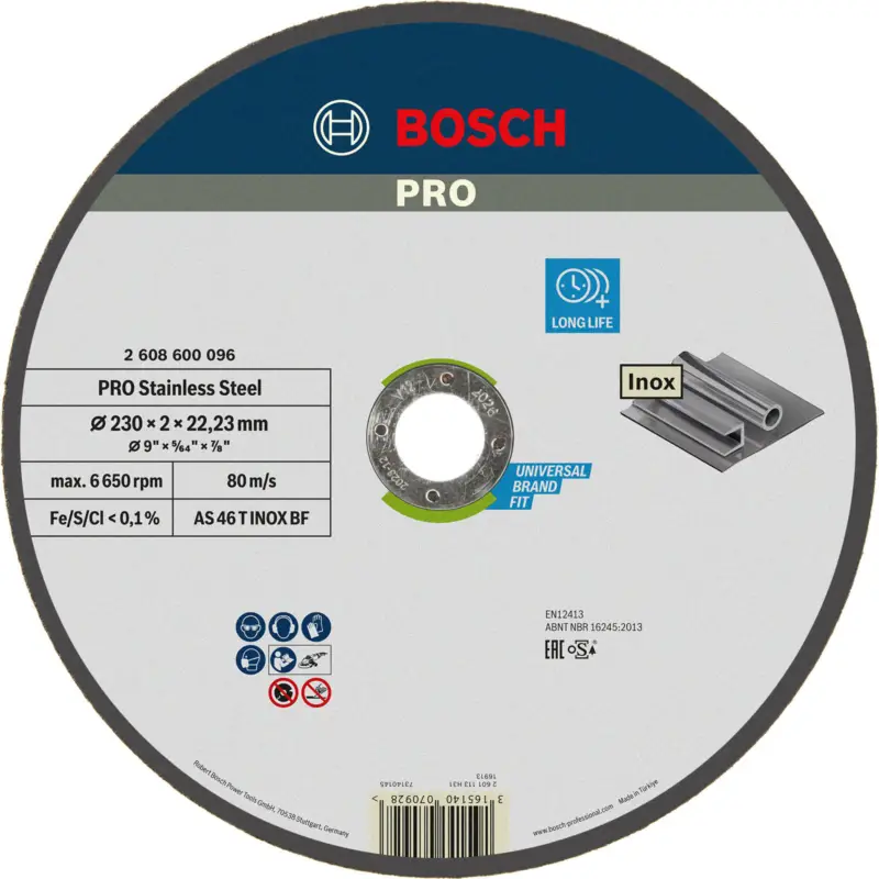 Bosch PRO Stainless Steel Trennscheibe 230 x 2 x 22,23 mm - 2608600096 Neu Im Sortiment