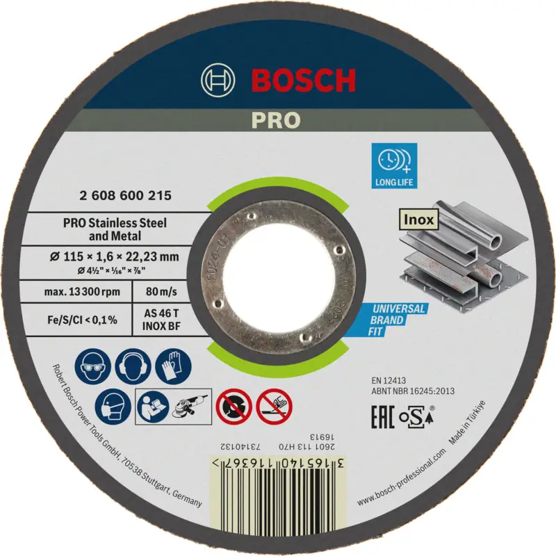 Bosch PRO Stainless Steel and Metal Trennscheibe 115 x 1,6 x 22,23 mm - 2608600215 Saisonangebot