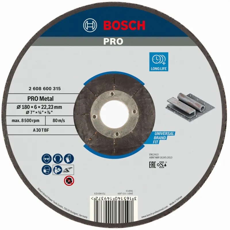 Neu Im Sortiment Bosch PRO Metal Schleifscheibe 180 x 6 x 22,23 mm - 2608600315