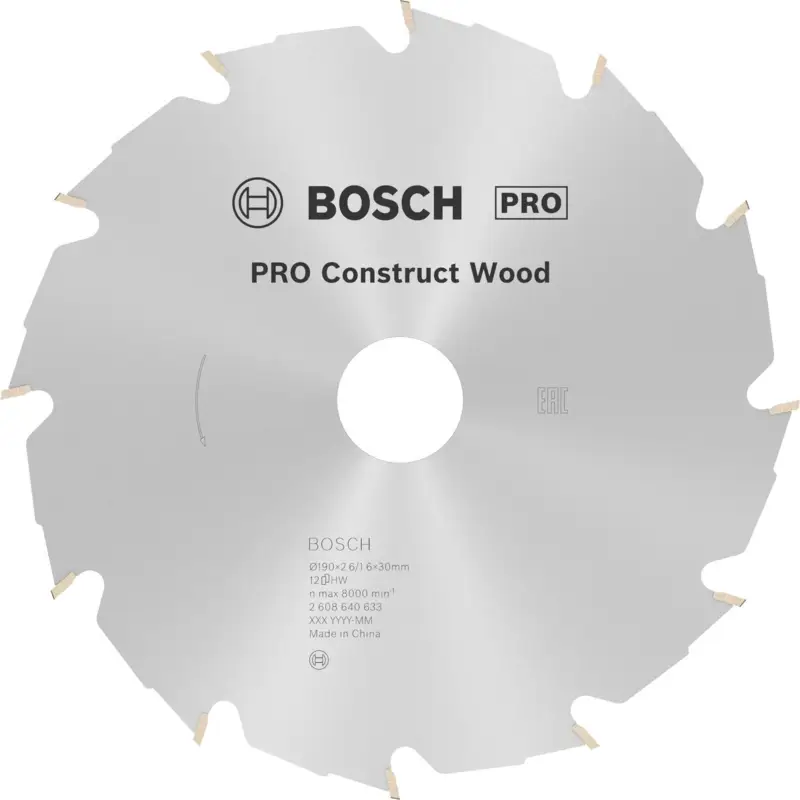 Bosch PRO Construct Wood Kreissägeblatt 190 x 2,6 x 30 mm - 2608640633 Geprüft