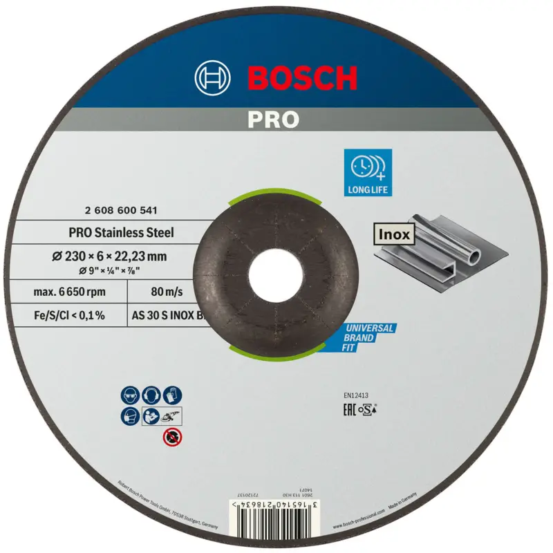 Bosch PRO Stainless Steel Schleifscheibe 230 x 6 x 22,23 mm - 2608600541 Direktkauf