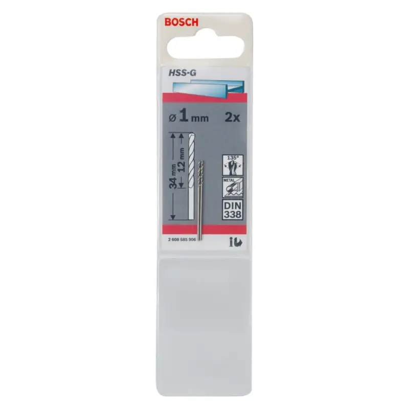 Preisreduziert Bosch 2x Metallbohrer HSS-G DIN 338 1 x 12 x 34 mm - 2608585906