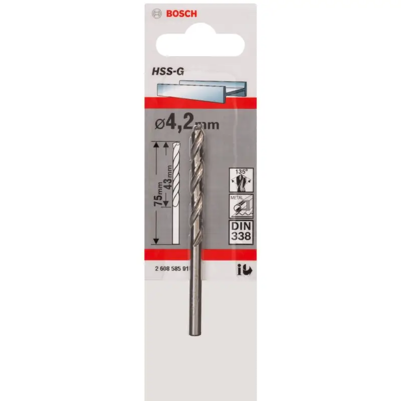 Bosch 1x Metallbohrer HSS-G DIN 338 4,2 x 43 x 75 mm - 2608585918 Sonderangebot
