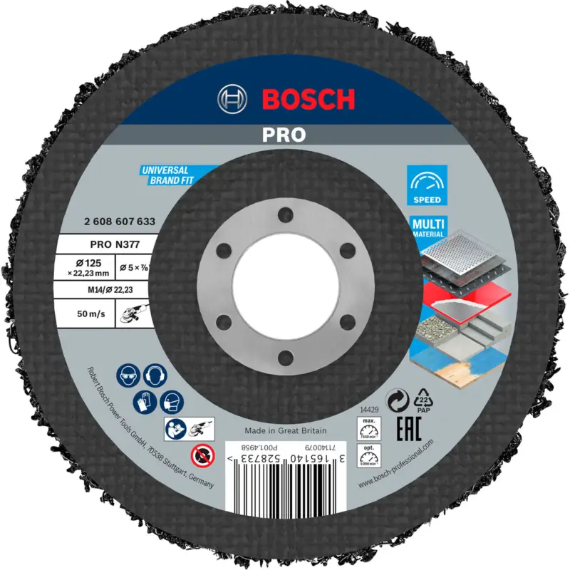 Bosch PRO N377 Multi Material Reinigungsscheibe 125 mm 22,23 mm - 2608607633 Preiswert