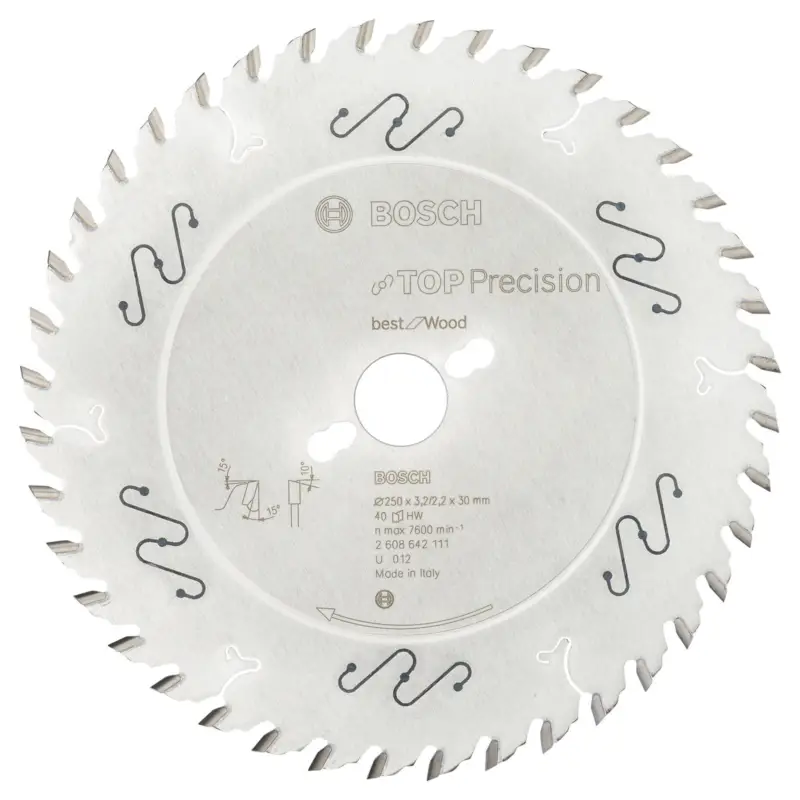 Bosch Kreissägeblatt Top Precision Best for Wood, 250 x 30 x 3,2 mm, 40 - 2608642111 Expressversand