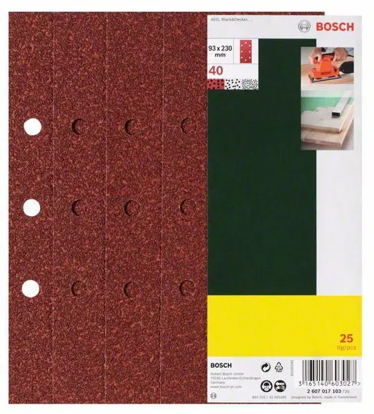 Bosch Schleifblatt-Set für Schwingschleifer 25tlg. 8 Löcher (B+D) 93 x 230 mm 240 - 2607017108 Nur Für Kurze Zeit