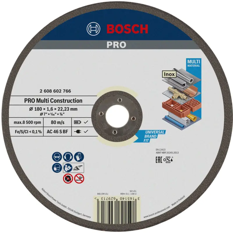 Bosch PRO Multi Material Schleifscheibe 180 x 1,6 x 22,23 mm - 2608602766 Echt