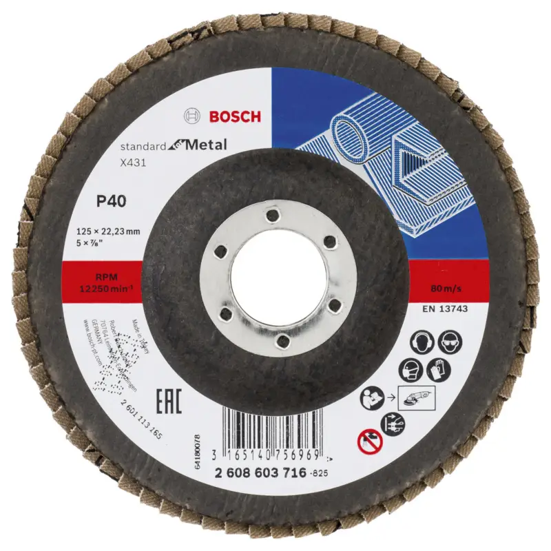 Wochenendangebot Bosch Fächerschleifscheibe X431 Standard for Metal gerade 125 mm 40 Glasgewebe - 2608603716