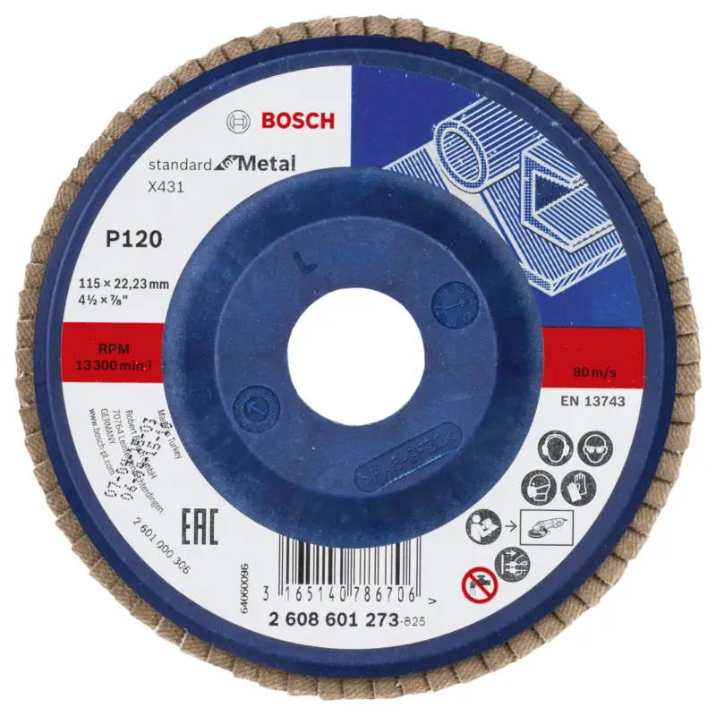 Wochenendangebot Bosch Fächerschleifscheibe X431 Standard for Metal gerade 115 mm 120 Kunststoff - 2608601273