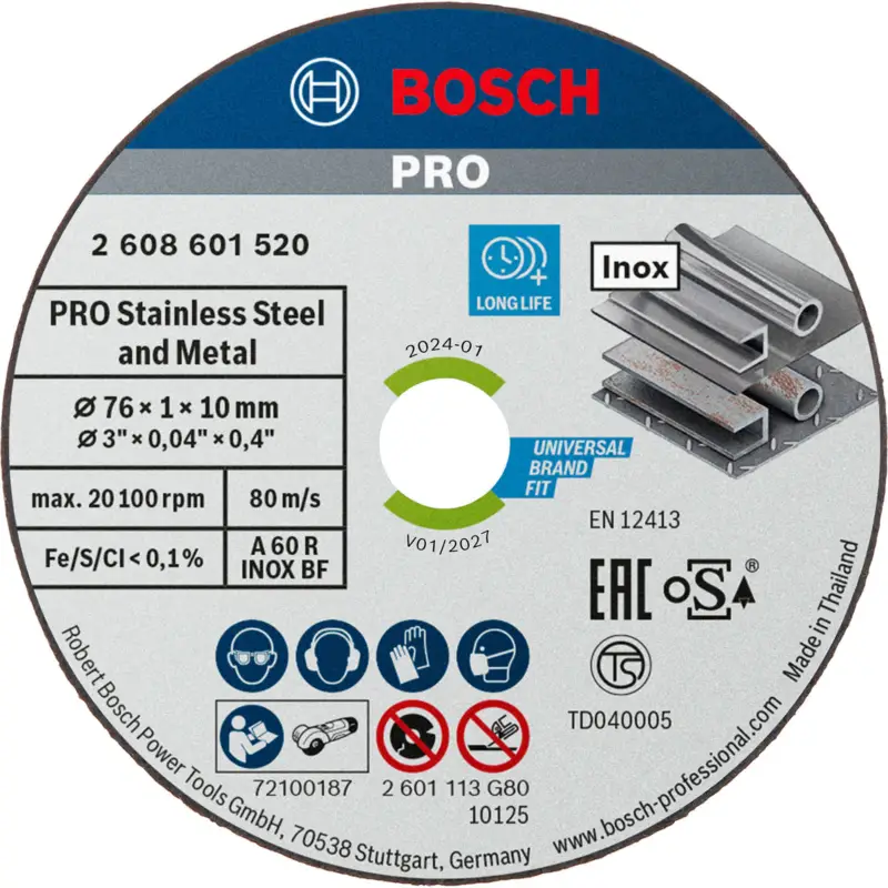 Bosch PRO Stainless Steel and Metal Trennscheibe 76 x 1 x 10 mm - 2608601520 Abverkauf