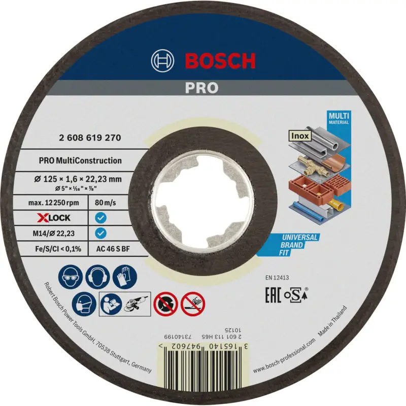 Neue Ware Bosch PRO Multi Material X-Lock Trennscheibe 125 x 1,6 x 22,23 mm - 2608619270