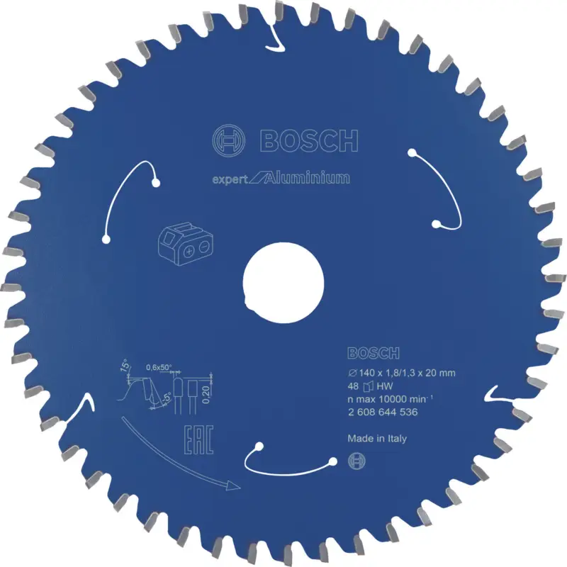 Preisreduziert Bosch Kreissägeblatt Expert for Aluminium für Akku-Handkreissägen 140 x 1,8 / 1,3 x 20 48 Zähne - 2608644536