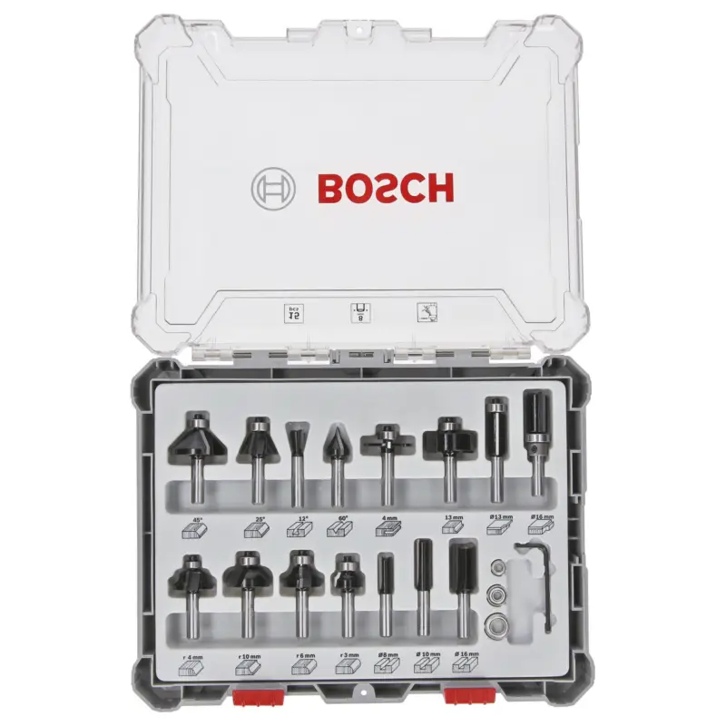 Bestpreis Bosch 15tlg. Mixed Fräser Set 8mm Schaft - 2607017472