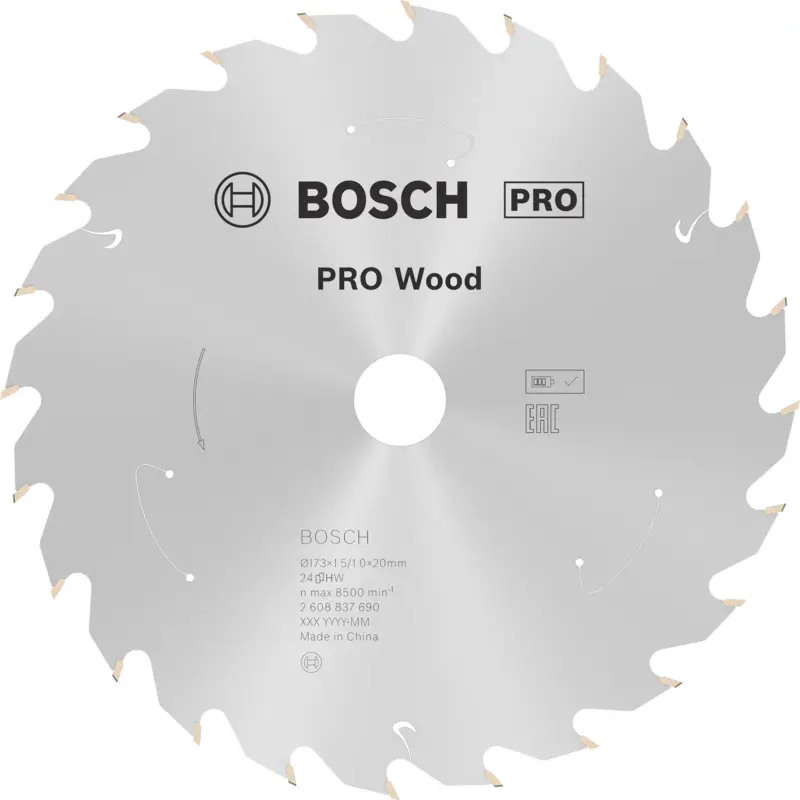 Garantierte Lieferung Bosch PRO Wood cordless Blatt für Kreissägen 173 x 1,5 x 20 mm - 2608837690