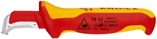 KNIPEX Abmantelungsmesser L.180mm Klingen-L.38mm VDE Mehrkomponentengriff - 98 55 Neuheit