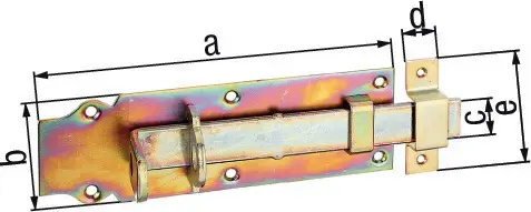 Aktuell GAH Alberts Schlossriegel L.200mm B.64mm ger. STA galv. gelb verz. Ausschub 65mm - 116798