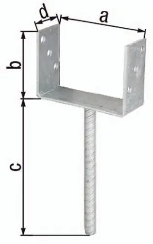 GAH Alberts U-Pfostenträger ETA-10/0210 81x100x200x60mm TZN m.Betonanker a.Riffelstahl - 214258 Preisknaller