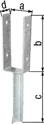Markenprodukt GAH Alberts U-Pfostenträger ETA-10/0210 91x200x200x50mm TZN m.Betonanker a.T-Eisen - 216771