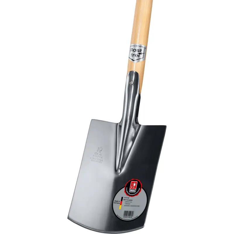 IDEAL Damenspaten BRITTA 250 x 165 / 160 mm Edelstahl rostfrei mit Eschen-T-Stiel - 16010112 Nur Für Kurze Zeit