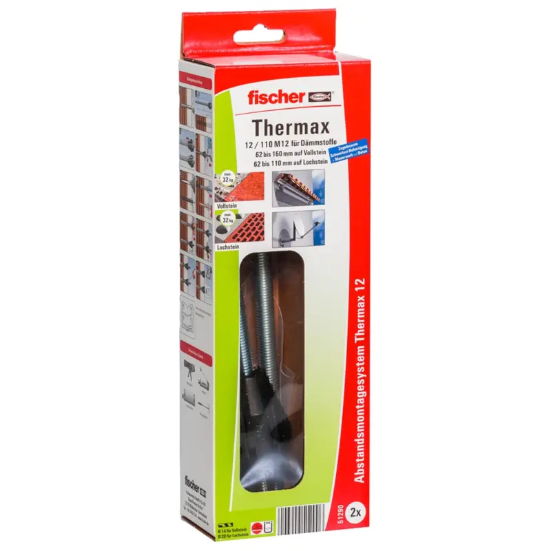 Fischer 2x Abstandsmontagesystem Thermax 12/110 M12 B gvz - 51290 Neuheit