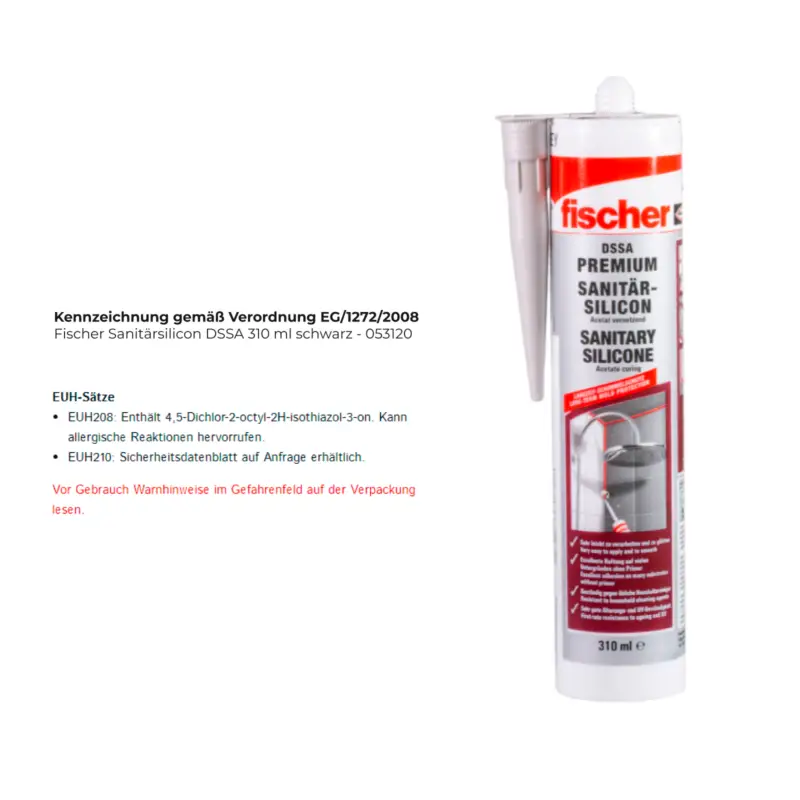 Super-Preis Fischer Sanitärsilicon DSSA 310 ml schwarz - 053120