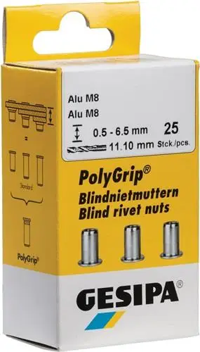 GESIPA Blindnietmutter PolyGrip® Nietschaft d x l 9 x 18 mm M6 - 1464842 Letzte Chance