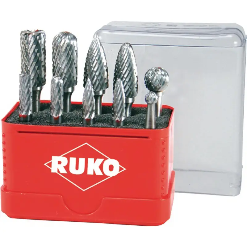 RUKO Hartmetall-Frässtiftsatz 10tlg. HM Verzahnung ZYA-ST/WRC/SPG/RBF/KUD Schaft-Ø 6 mm - 116002 Schnäppchen