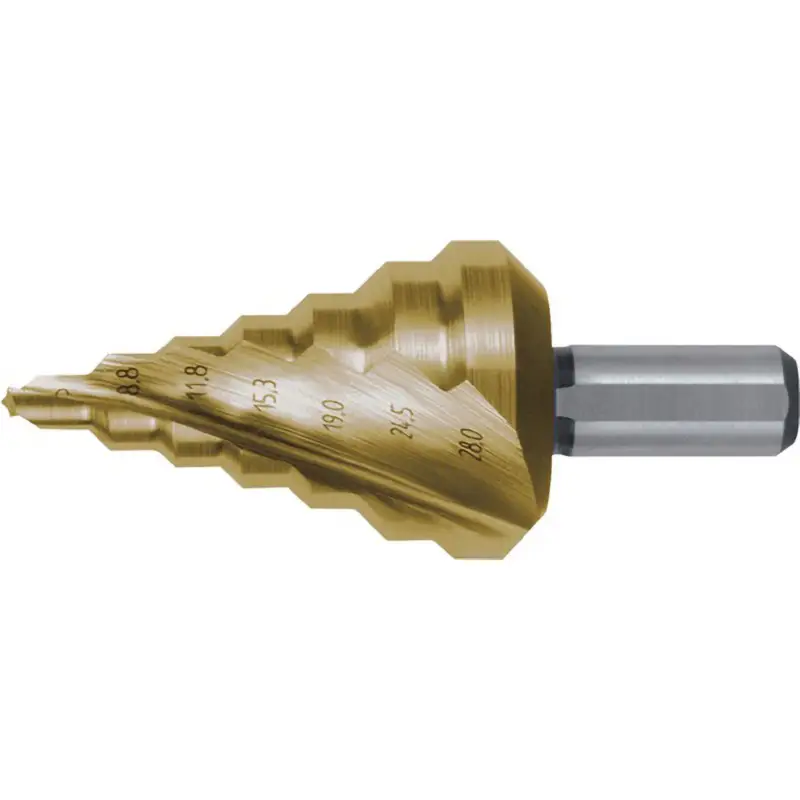 Preiswert RUKO Stufenbohrer HSS-TiN spiralgenutet mit Kreuzanschliff Ø 5 - 28 mm - 101058T