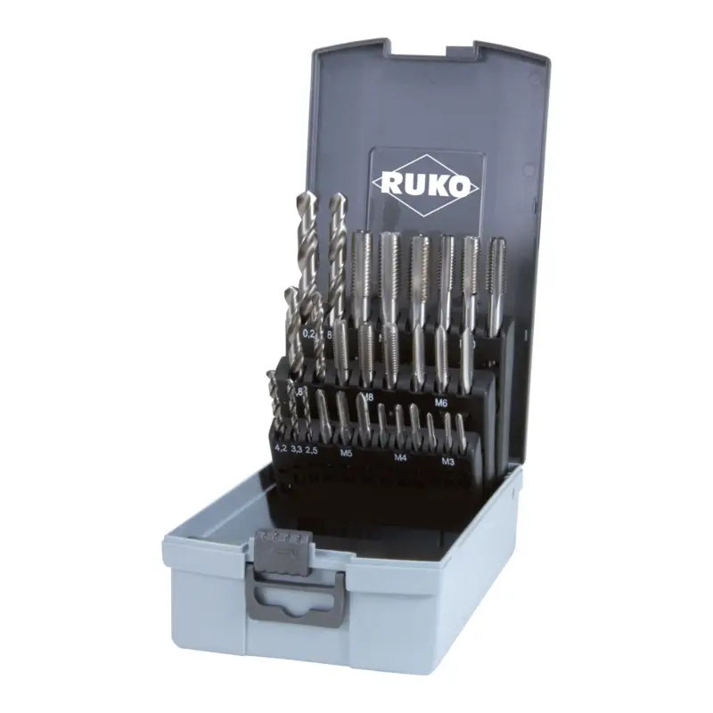 Preisknaller RUKO 28-teiliger Handgewindebohrer-Satz M DIN 352 HSS in Kunststoffkassette - 245003RO