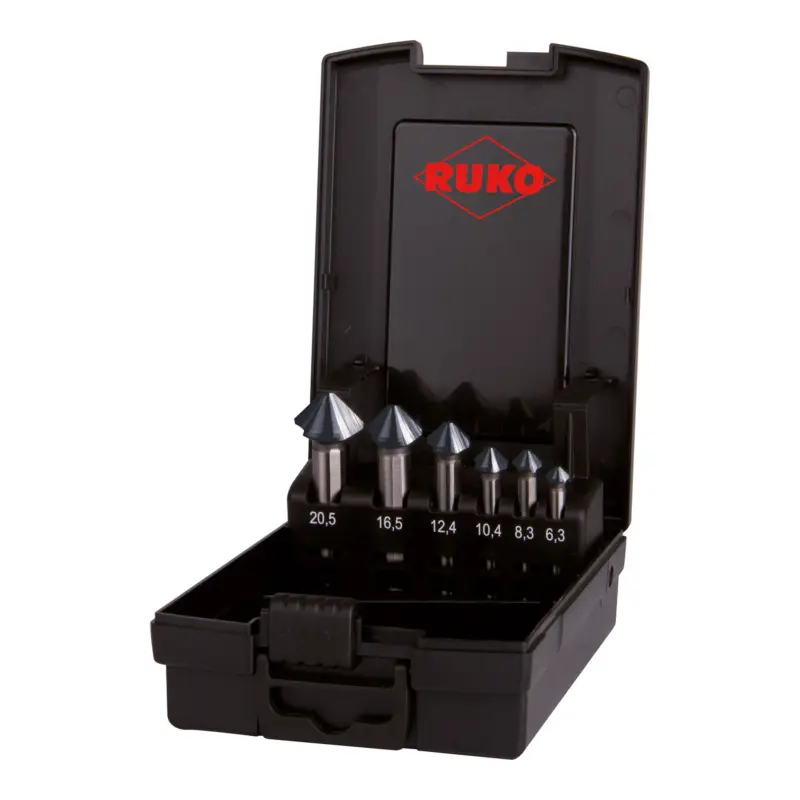 RUKO ULTIMATECUT Kegel- und Entgratsenker-Satz (DIN 335) Form C 90° HSSE-Co 5 RUnaTEC 6tlg. in ABS-Kunststoffkassette - 102790EPRO Direkt Vom Hersteller