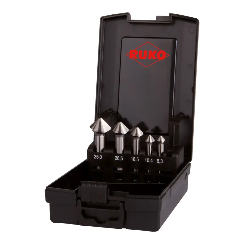 RUKO ULTIMATECUT Kegel- und Entgratsenker-Satz HSSE-Co 5 DIN 335 Form C 90° 5tlg. in Kunststoffkassette - 102791ERO Jetzt Bestellen