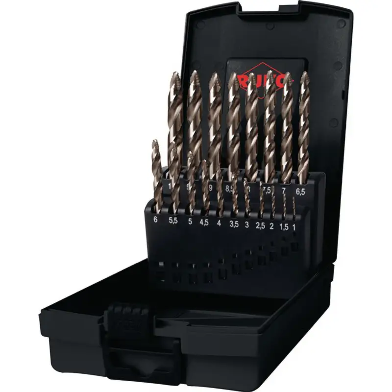 RUKO Spiralbohrersatz HSSE-Co 5 DIN 338 ULTIMATECUT FLOWSTEP 19tlg. Ø 1 - 10 mm in Kunststoffkassette - 259214ERO Neue Kollektion