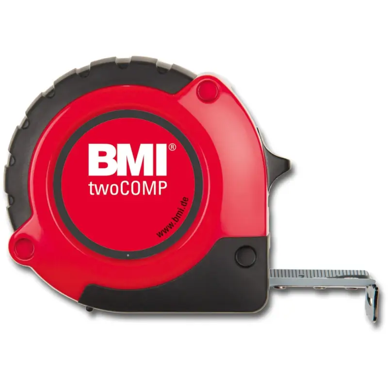 Sonderangebot BMI Taschenbandmaß twoCOMP PT14 - 8m, mm/mm, rot/schwarz, mit Clip - 472841021