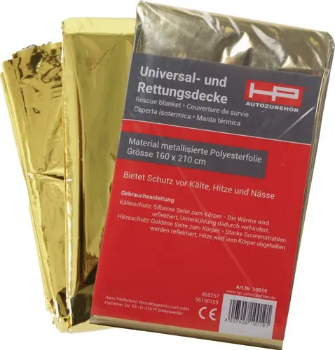Rettungsdecke DIN 13164 L2100xB1600xH0,2ca.mm Faltmaß ca.144x80x20mm - 10019 Preisknaller