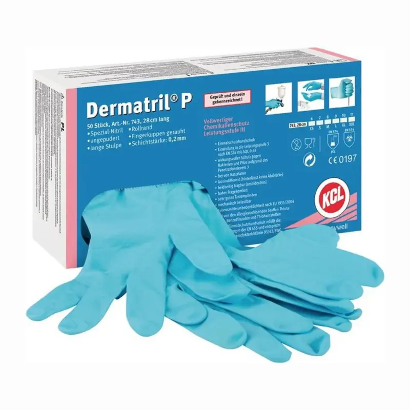 Honeywell 50x Einweghandschuhe Dermatril P 743 blau Gr. 8 - 743/8 Beliebt