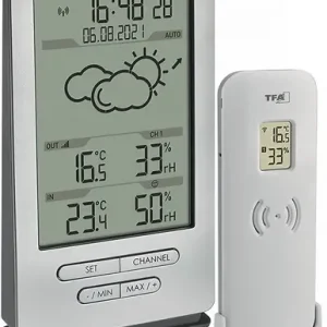Angebot TFA Funkwetterstation XENA H145xB82xT47mm silber Ku.f.innen/außen - 35.1162.54