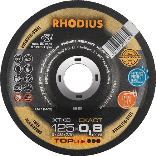 Finale Aktion RHODIUS Trennscheibe XTK8 Ø 125 x 0,8 mm INOX 22,23 mm - 206684
