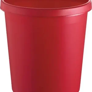 helit Papierkorb 18 l H331xØ315 mm mit Griffrand rot - H6123825 Preisreduziert