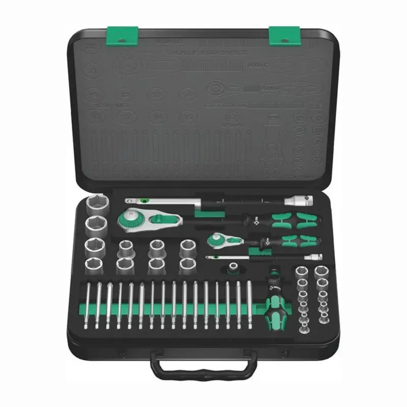Wera Steckschlüsselsatz 8100 SA/SC 2 Zyklop 43tlg. 1/4 + 1/2 ″ SW 4-24 mm Anzahl Zähne 72/72 6-Kant - 5160785001 Geprüft