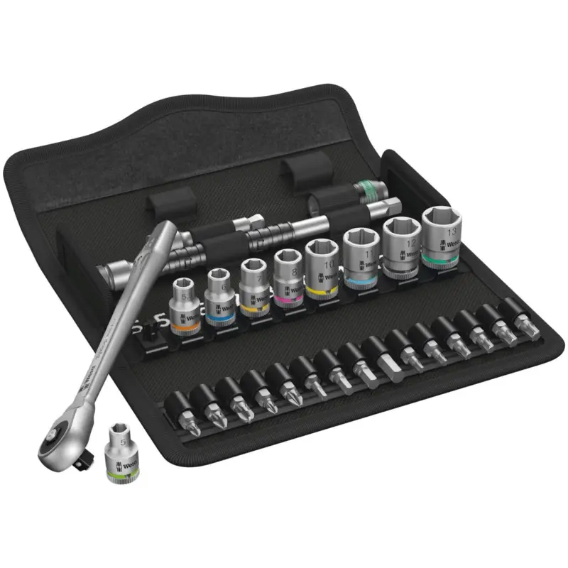 Wera 8100 SA 7 Zyklop Metal-Knarrensatz Durchsteckvierkant 1/4"-Antrieb - 004017 Echt