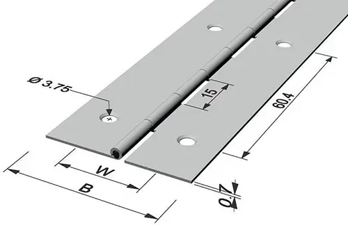 PG Stangenscharnier B.offen 32mm S.0,7mm 1200mm Fe verms - 43736 Top-Seller
