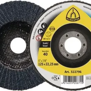 Geprüft KLINGSPOR Fächerscheibe SMT 628 Supra Ø 125 mm Körnung 80 flach INOX Zirkonkorund - 322799
