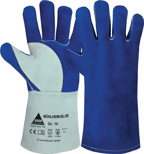 Markenprodukt HASE Schweißerhandschuhe Mühlheim Blue Gr. 10 blau / grau Rindspaltleder - 301080-10